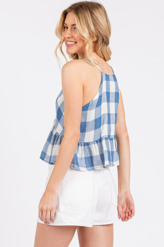 Deep V  Neck Baby Doll Cami Tank (Blue) ONLINE EXCLUSIVE