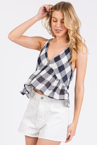 Deep V  Neck Baby Doll Cami Tank (Navy) ONLINE EXCLUSIVE