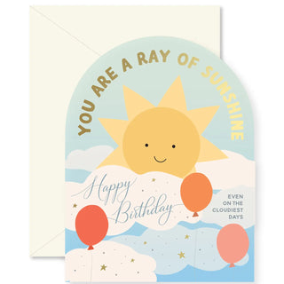 Ray of Sunshine and Clouds Birthday Arch Greeting Card