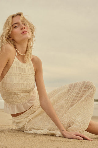 Ruffle Maxi Skirt (Cream)