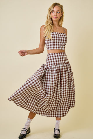 Gingham Crop Top (BROWN MULTI)