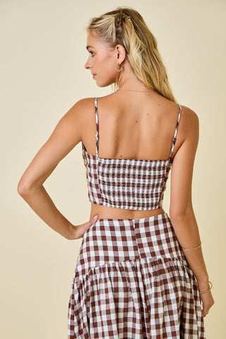 Gingham Crop Top (BROWN MULTI)