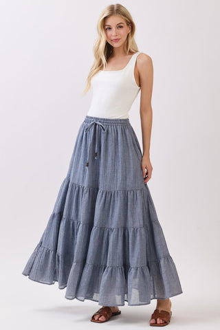 Tiered Maxi Skirt (Blue) ONLINE EXCLUSIVE