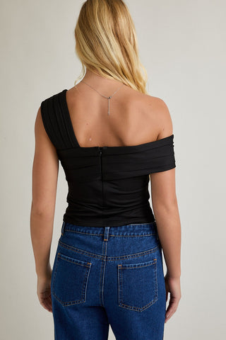 Sleeveless Pleated Detail Top (Black) ONLINE EXCLUSIVE