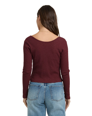 Fever Twist Long Sleeve Knit Top (PIN)