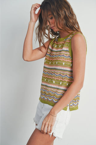 Geo Pattern Knit Top (Green) ONLINE EXCLUSIVE