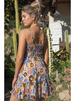 Printed Cut Out Mini Dress (Multi)