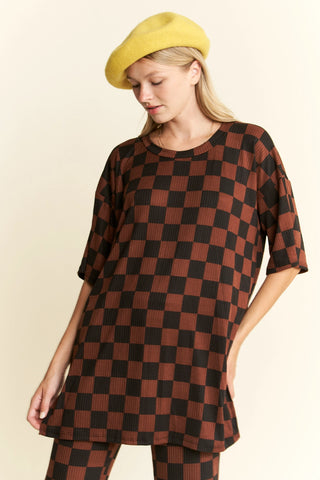 Ribbed Checkered Print Set (Black/Brown) ONLINE EXCLUSIVE