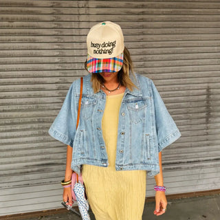busy doing nothing trucker hat - multi plaid