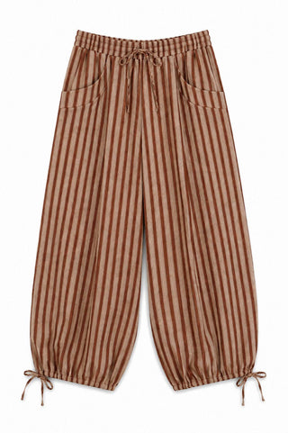 Striped Tie Hem Pants (Rust)