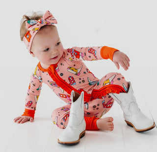 Let's Go (To Bed) Girls Convertible Footies with Ruffle