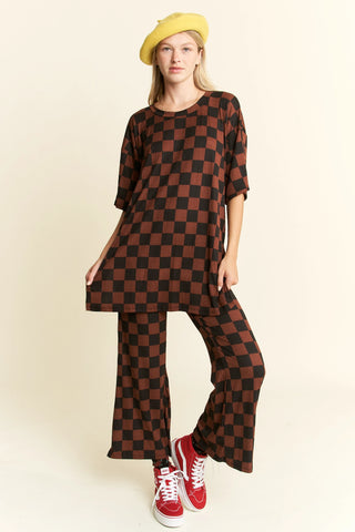 Ribbed Checkered Print Set (Black/Brown) ONLINE EXCLUSIVE