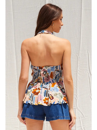 Abstract Floral Halter Top (Multi)