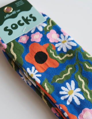 Wavy Daisy 100% Cotton Women's Crew Socks