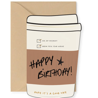 Birthday Coffee Cup Die-Cut Greeting Card