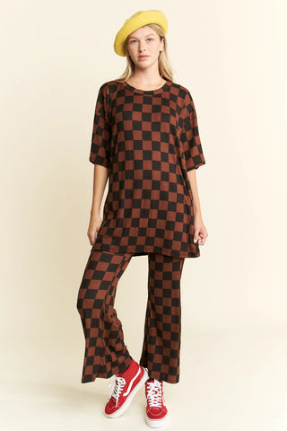 Ribbed Checkered Print Set (Black/Brown) ONLINE EXCLUSIVE