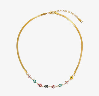 Evil Eye Herringbone Chain Necklace