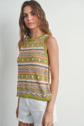 Geo Pattern Knit Top (Green) ONLINE EXCLUSIVE