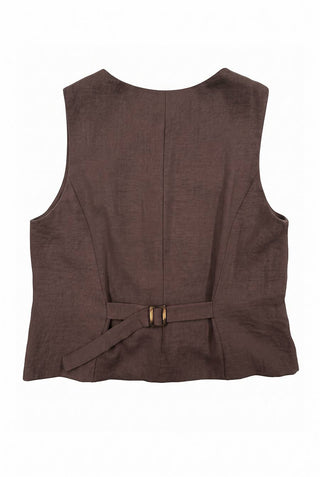 Sleeveless Tailored Vest (Brown)