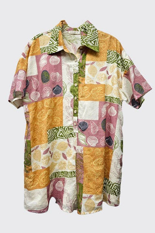 Printed Button Down Short Sleeve Romper (Multi)