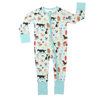 Dogs Bark Bamboo Convertible Baby Pajamas (Blue/Multi)