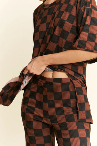 Ribbed Checkered Print Set (Black/Brown) ONLINE EXCLUSIVE