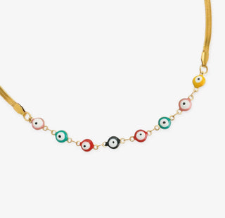 Evil Eye Herringbone Chain Necklace