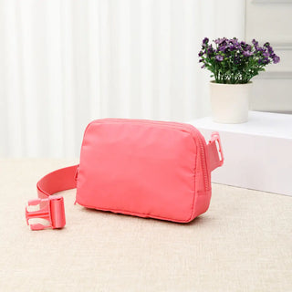 Water-Resistant Mini Sling Belt Bag (Pink)