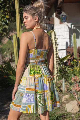 Printed Cut Out Mini Dress (Multi)