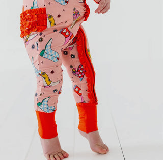 Let's Go (To Bed) Girls Convertible Footies with Ruffle