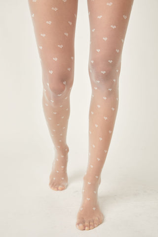 Sheer Hearts Tight (White) ONLINE EXCLUSIVE