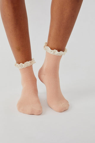 BELOVED WAFFLE KNIT ANKLE (Old Rose)