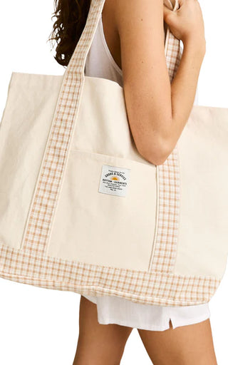 LONDON CHECK TOTE BAG (NATURAL)