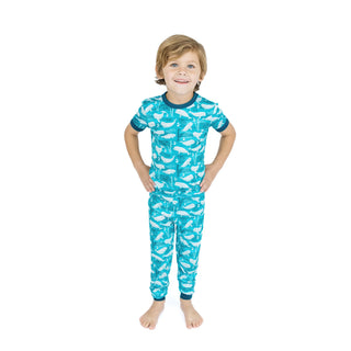Beluga Whale Two-Piece Bamboo Short Sleeve Pajama Kids Pants Set
