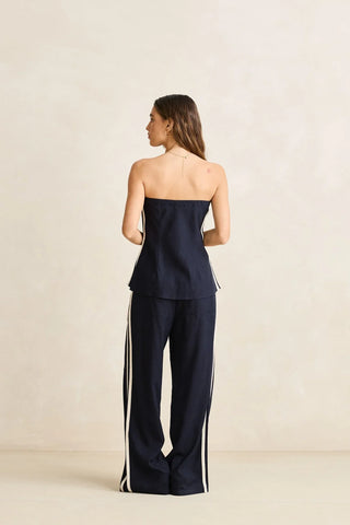 CONTRAST LINEN TRACK PANT (OCEAN)