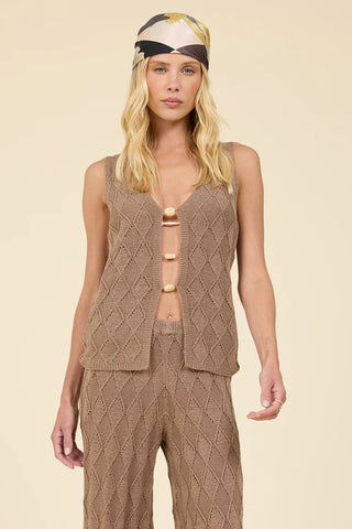 Diamond Knit Tank w/ Stones (Cocoa)