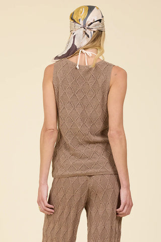 Diamond Knit Tank w/ Stones (Cocoa)