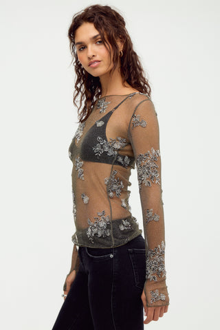TALK TO ME EMBELLISHED LS (GUNMETAL) ONLINE EXCLUSIVE