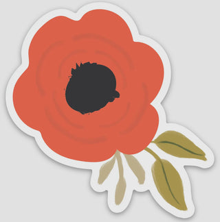 Poppy Red Flower Vinyl Sticker