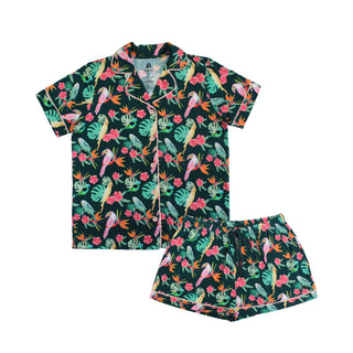 Isla Botánica Tropical Birds Womens Bamboo Short Sleeve Shorts Set