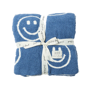 Baby Smiley Luxe Blanket (Blue/Cream)