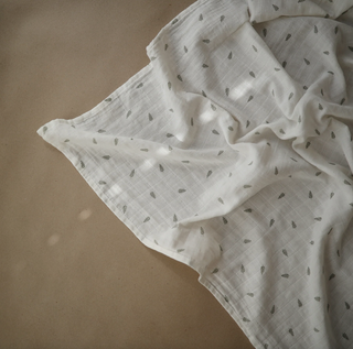 Muslin Swaddle Blanket Organic Cotton (Leaves)