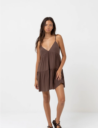 Classic Tiered Mini Dress (Chocolate)