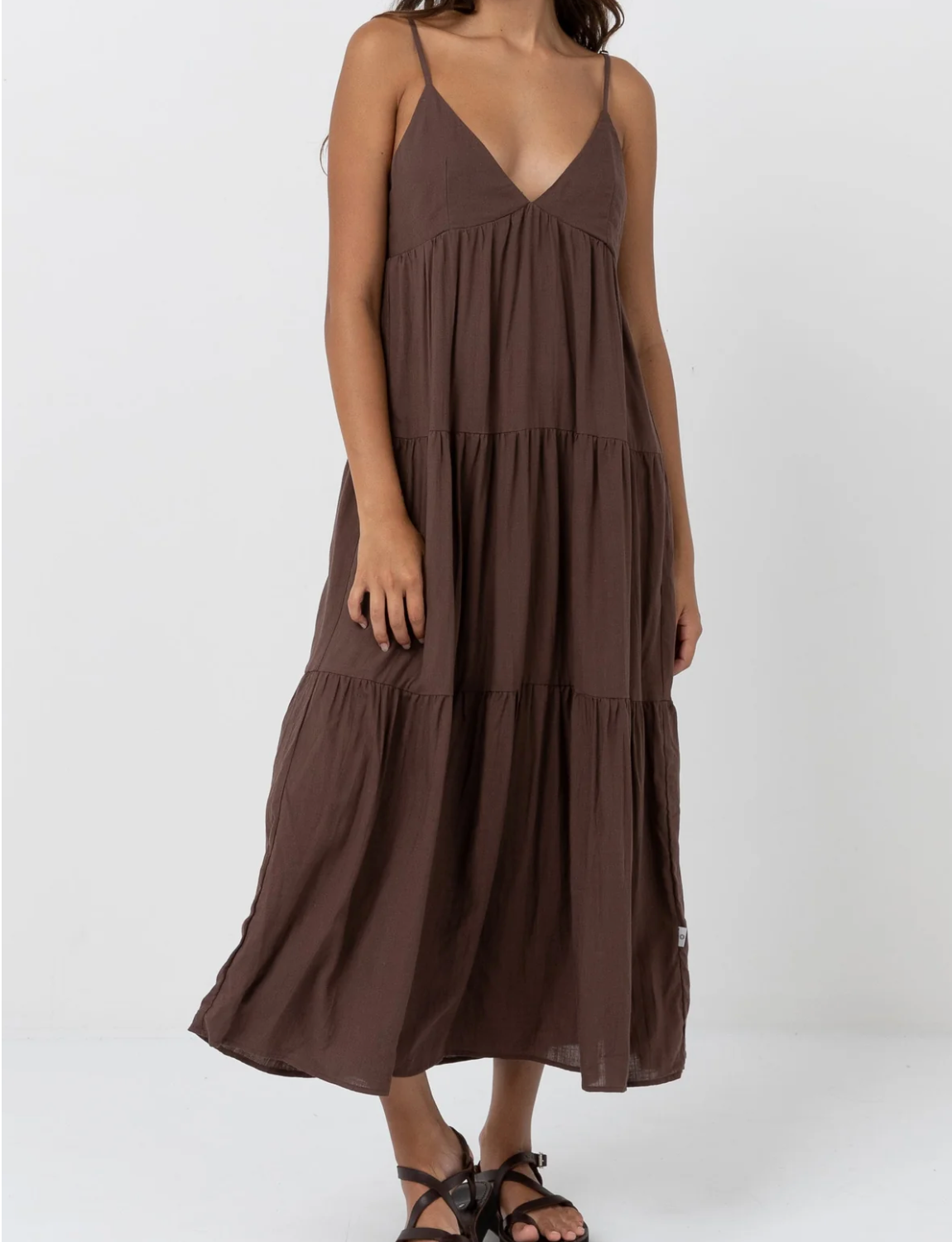 Classic Tiered Midi Dress (Chocolate) – Ashe Couture, Inc