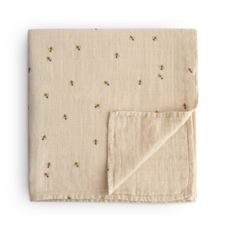 MUSLIN SWADDLE BLANKET ORGANIC COTTON (BEES)