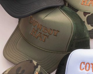Cowboy Embroidered Trucker Hat (Olive)