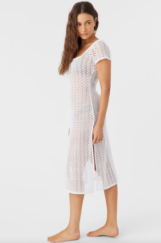 NINA MIDI CROCHET COVER-UP DRESS (WHT)