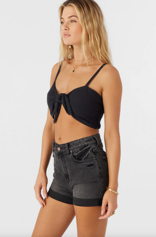 LEA TIE-FRONT CROP TOP (BLK) ONLINE EXCLUSIVE