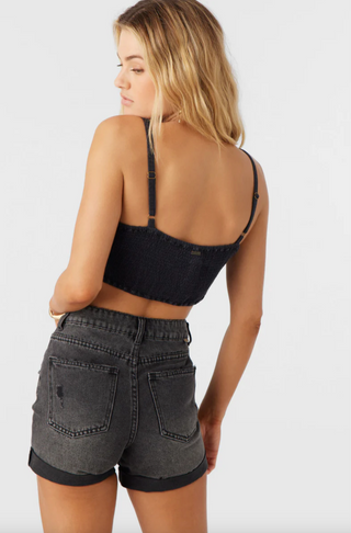 LEA TIE-FRONT CROP TOP (BLK) ONLINE EXCLUSIVE