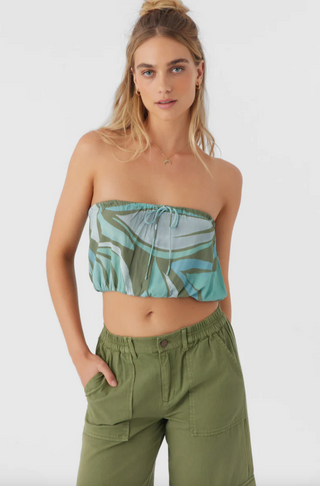 DANNY LORETA PRINT STRAPLESS CROP TOP (OGN)